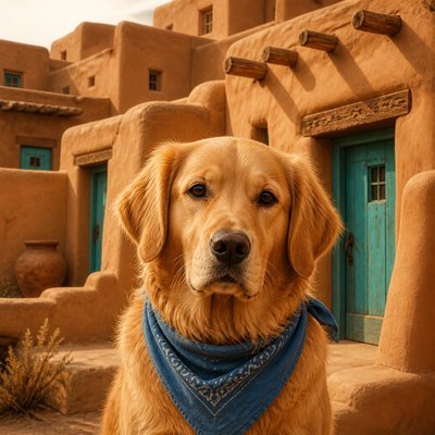 Adobe Pueblo Architecture pet portrait example