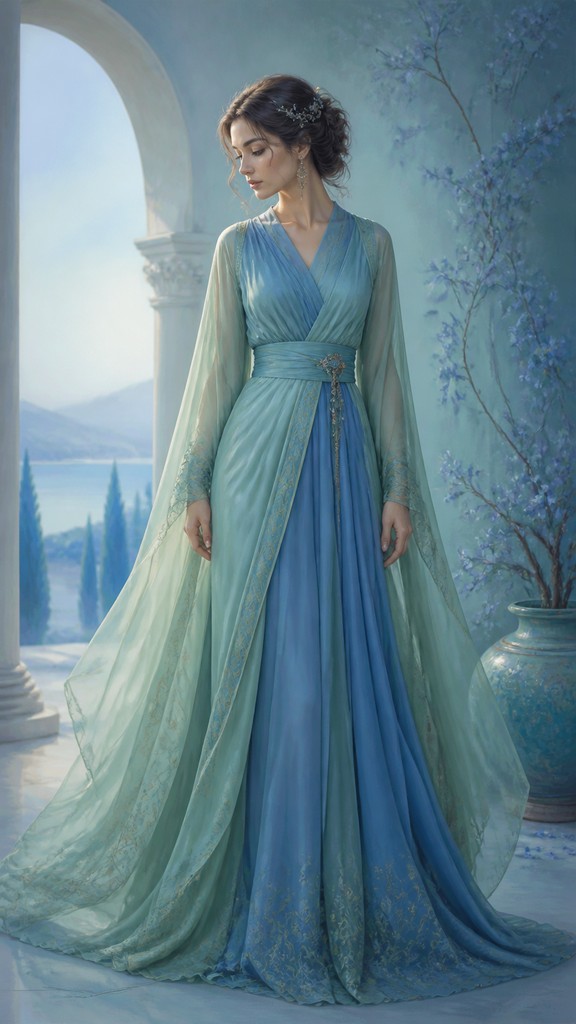 full-length portrait of an elegant figure — Color Harmony Art Style