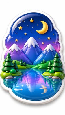 3D Puffy Sticker Design phone wallpaper example