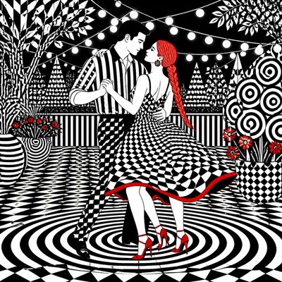 Op Art Style couple portrait example