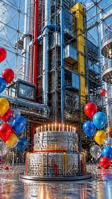 High-Tech Architecture birthday card example