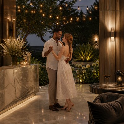 Contemporary Luxe Interior Design couple portrait example