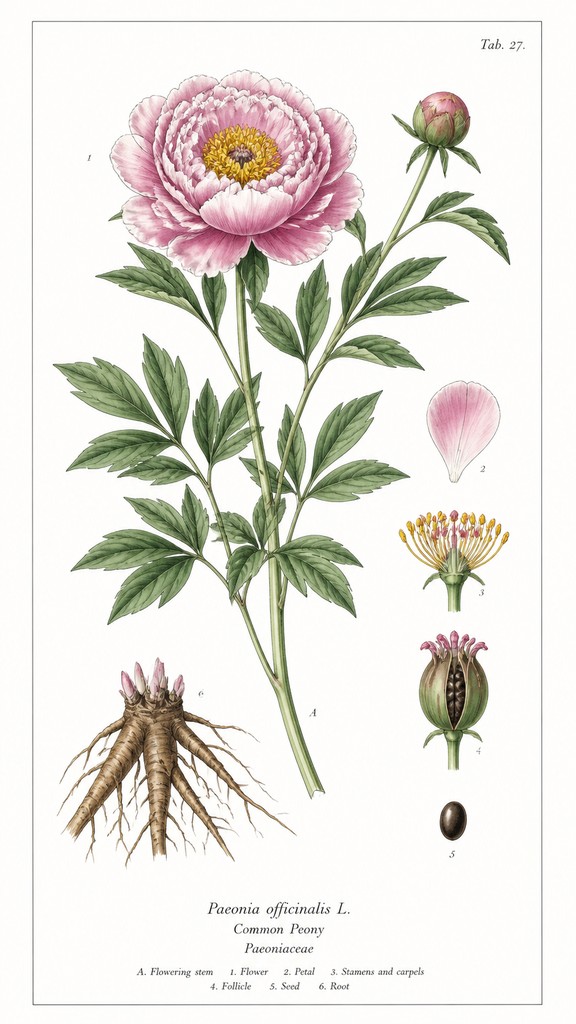 full-length portrait of an elegant figure — Botanical Illustration Art Style