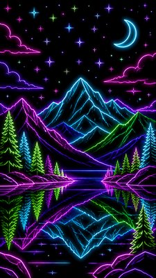 Neon Outline Style phone wallpaper example