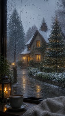 Rainy Day Aesthetic Christmas card example