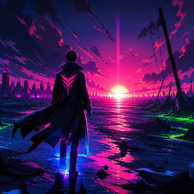 Cyberpunk Neon Anime Art Style album cover example