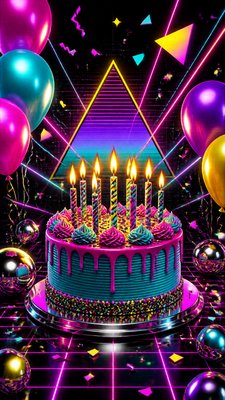 80s Retro Aesthetic birthday card example