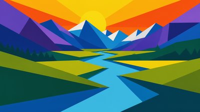 Hard-edge Painting Style desktop wallpaper example