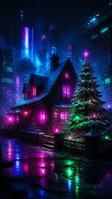 Cyberpunk Art Style Christmas card example