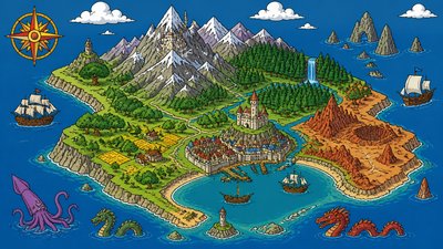 European Comic Art (Ligne Claire) fantasy map example