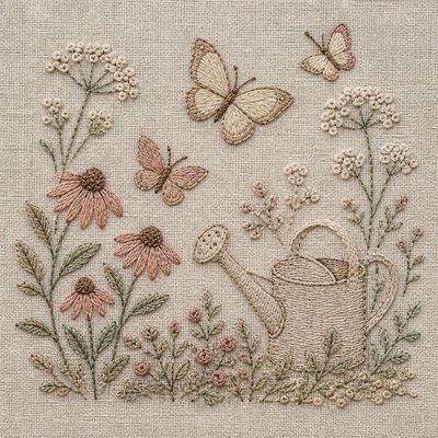 Hand Embroidery Illustration / Textile Art coloring page example