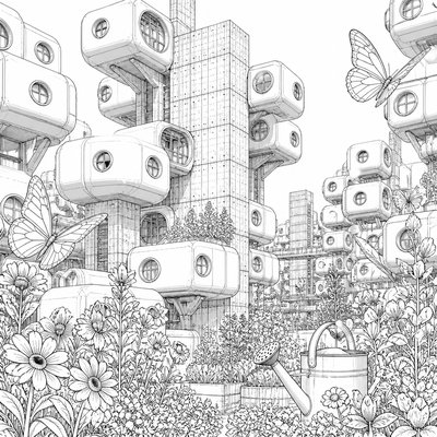 Metabolist Architecture coloring page example