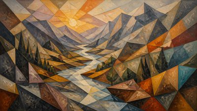 Cubist Modern Art Style desktop wallpaper example
