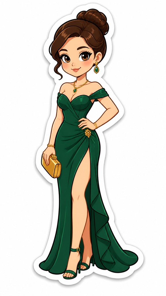 full-length portrait of an elegant figure — Character Sticker Design
