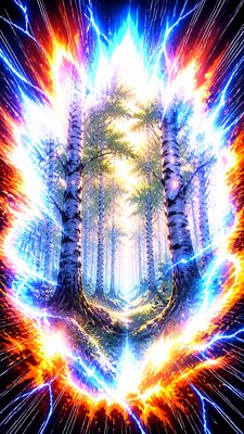 Shounen Power-Up Aura Portrait wall art print example