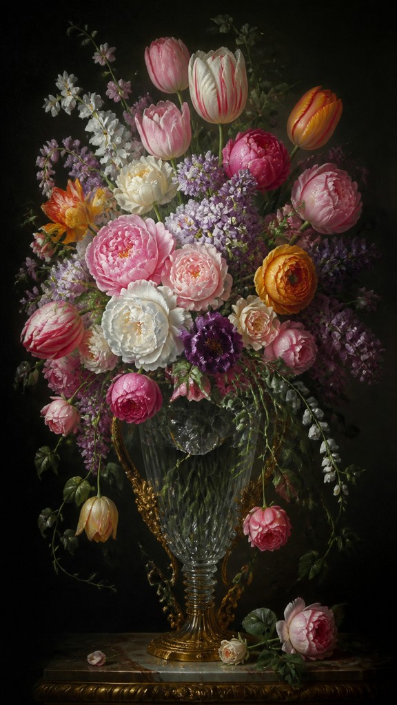 full-length portrait of an elegant figure — Flower Painting Art Style