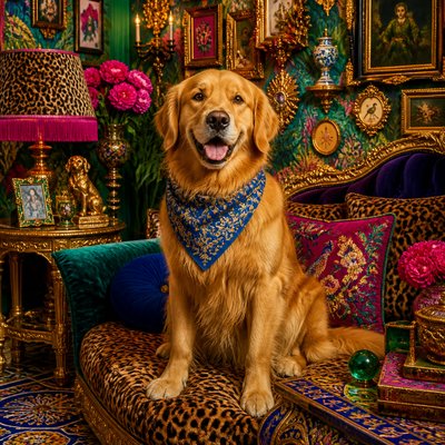 Maximalist Interior Design pet portrait example