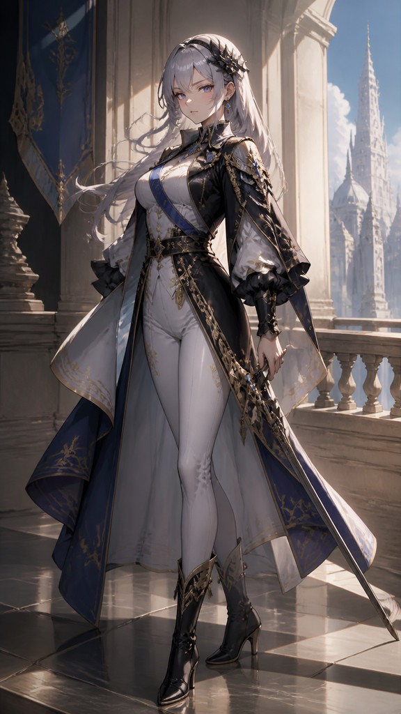 full-length portrait of an elegant figure — Semi-Realistic Anime Art Style