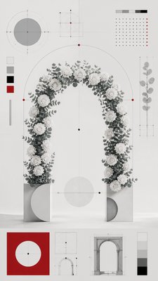Conceptual Modern Art Style wedding invitation example