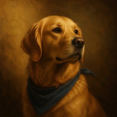 Classical Realism Art Style pet portrait example