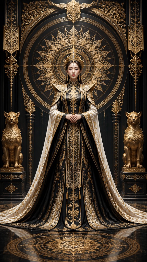 full-length portrait of an elegant figure — Perfect Symmetry Art Style