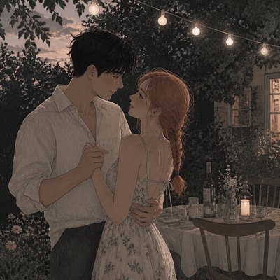 Slice of Life Manga Art Style couple portrait example