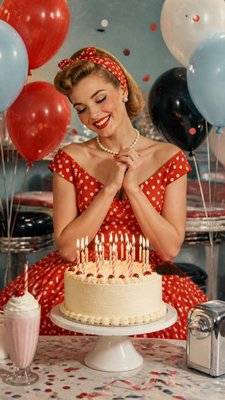 Vintage 50s Fashion Style birthday card example