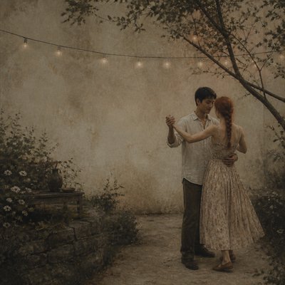 Wabi Sabi Art Style couple portrait example