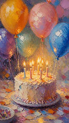 Impressionist Nature Art birthday card example