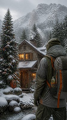 Gorpcore Aesthetic Christmas card example