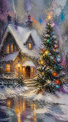 Urban Impressionism Art Style Christmas card example