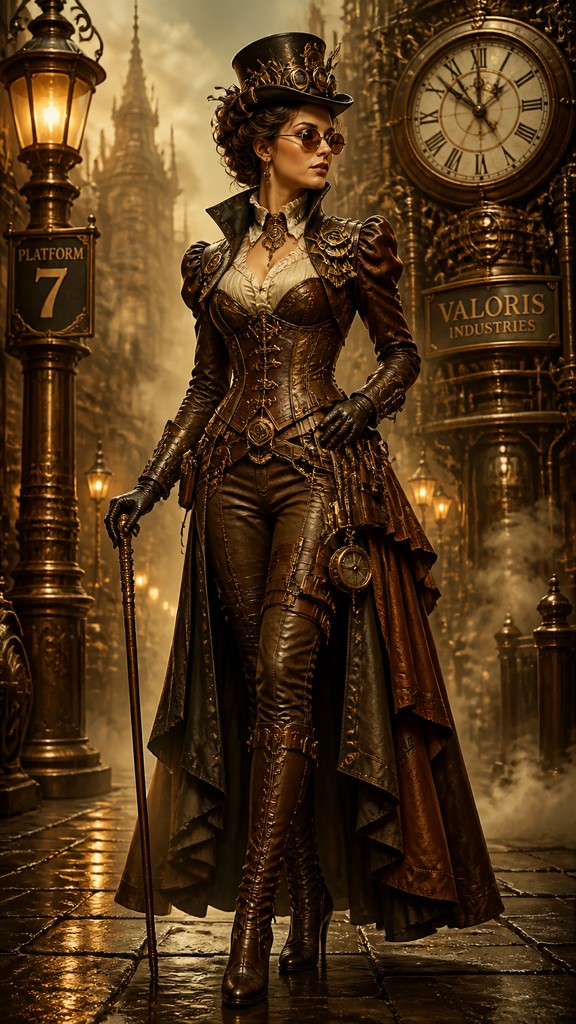 full-length portrait of an elegant figure — Steampunk Art Style