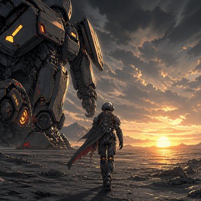 Mecha Anime Art Style album cover example