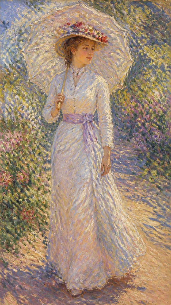 full-length portrait of an elegant figure — Impressionist Landscape Art Style
