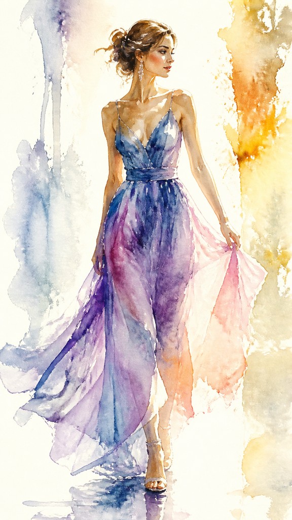 full-length portrait of an elegant figure — Watercolor Portrait Art Style