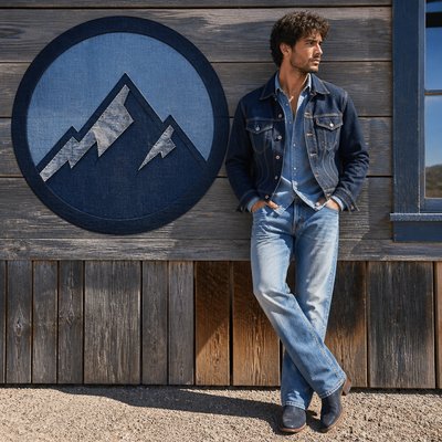 Denim-on-Denim Fashion Style logo concept example