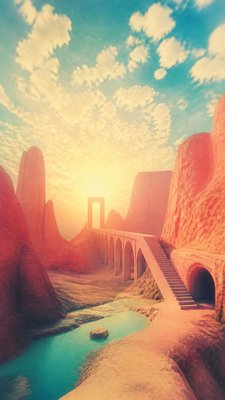 a desert canyon under a dramatic sunset sky, no people — Dreamcore Aesthetic wallpaper