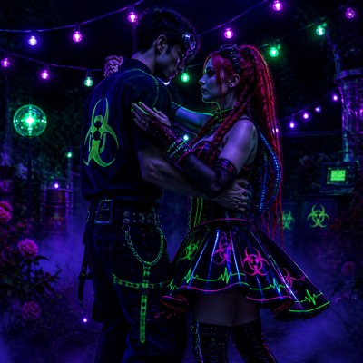 Cybergoth Aesthetic couple portrait example