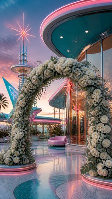 Googie Architecture wedding invitation example