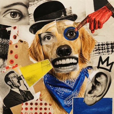 Dada Art Style pet portrait example