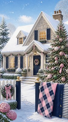 Preppy Aesthetic Christmas card example