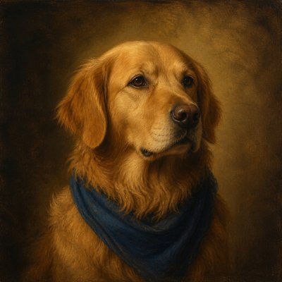 Renaissance Classical Art Style pet portrait example