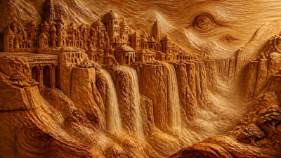 Wood Carving Sculpture Art Style concept art example