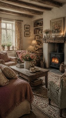 English Cottage Interior Design wall art print example