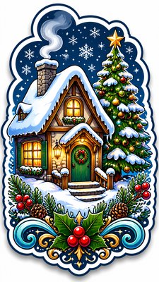 Typography Sticker Design Christmas card example