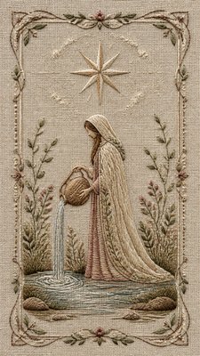 Hand Embroidery Illustration / Textile Art tarot card example