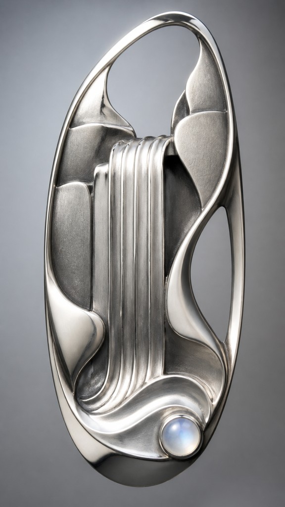 towering waterfall cascading down a cliff — Modernist Silver Jewelry Design