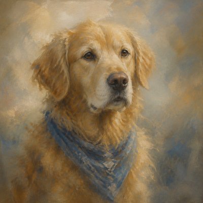 Atmospheric Impressionism Art Style pet portrait example