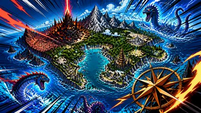 Shonen Action Anime Art Style fantasy map example