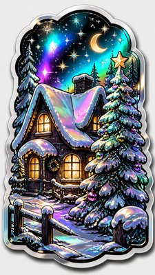 Holographic Sticker Design Christmas card example